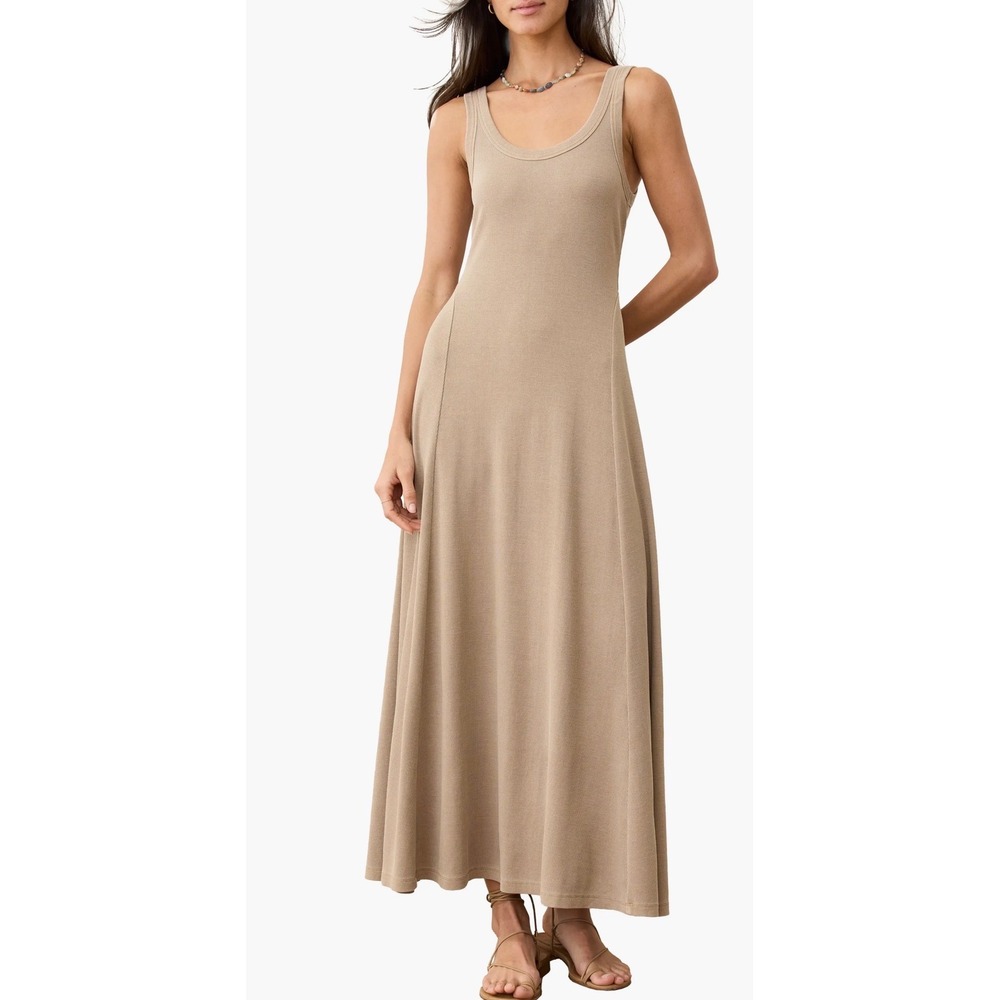 Marine Layer Lexi Sun-in Fit and Flare Dress Brown Ribbed Maxi XL NEW